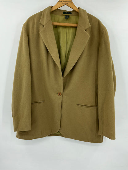 Vintage 90s J.Crew Camel Wool Cashmere Blend Single Button Blazer Jacket 12