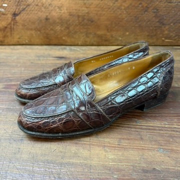 Vintage Ralph Lauren Brown Crocodile Penny Loafers