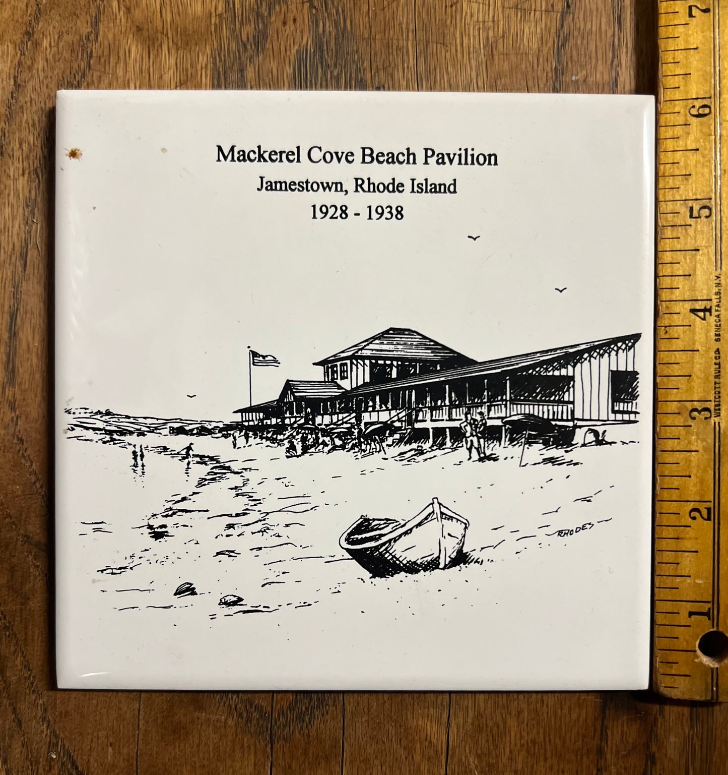 Jamestown Historical Society Tile - Mackerel Cove Beach Pavillion