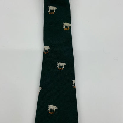 Vintage Male Chauvinist Pig Bloomingdale’s Men’s Green “MCP” Pig Print Tie