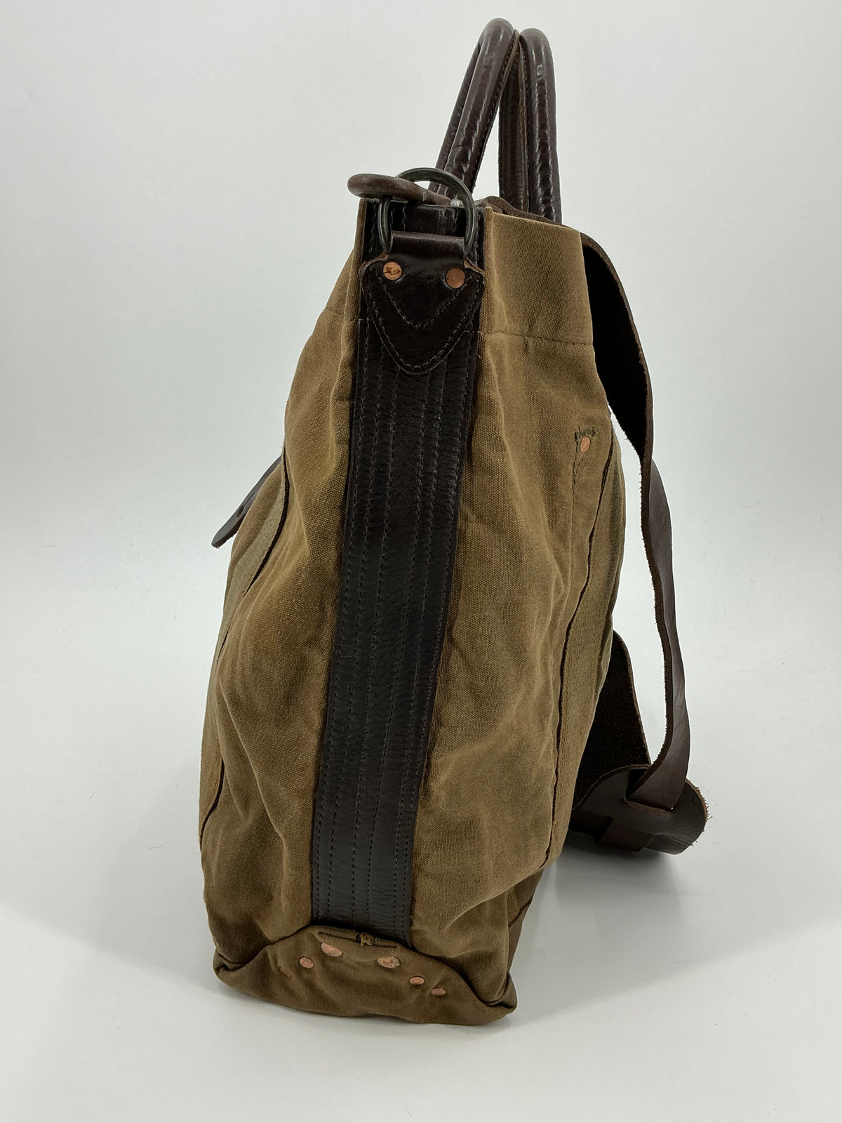 RRL Double RL Waxed Canvas And Leather Tote Bag