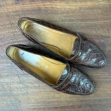 Vintage Ralph Lauren Brown Crocodile Penny Loafers