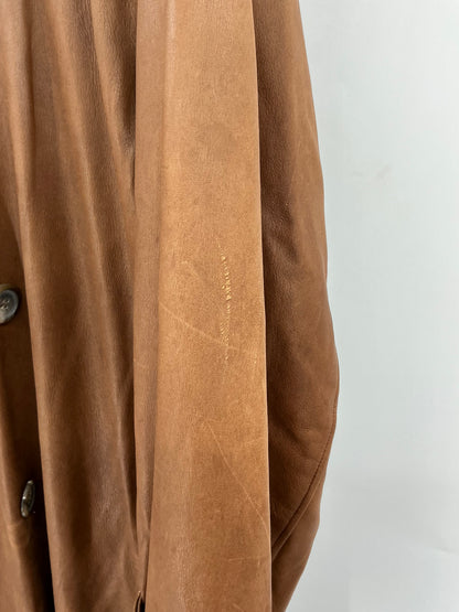 Vintage Polo Ralph Lauren Brown Leather Belted Trench Coat Large