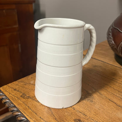 White Banded Dairy Jug Rope Handle