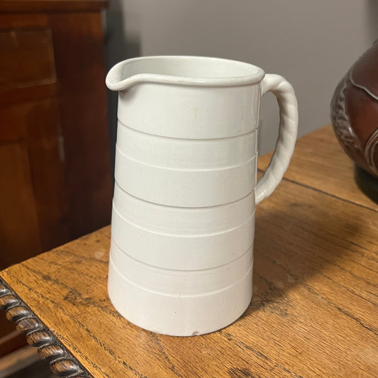 White Banded Dairy Jug Rope Handle