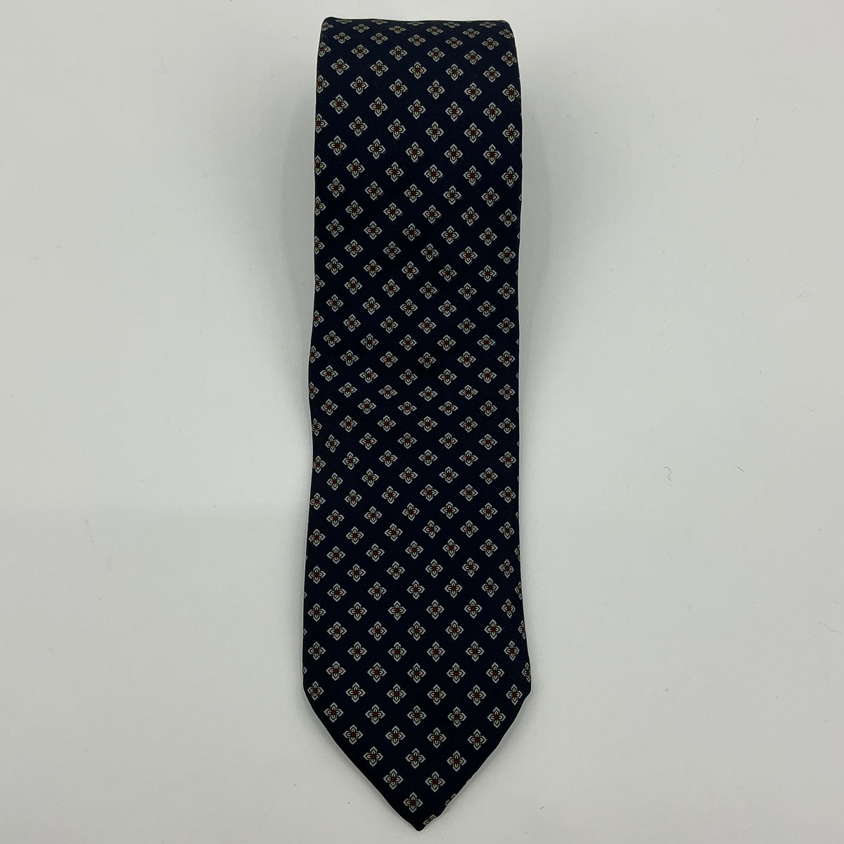 Vintage Lord & Taylor Navy Blue Patterned Silk Tie