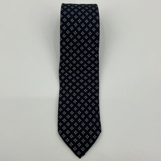 Vintage Lord & Taylor Navy Blue Patterned Silk Tie