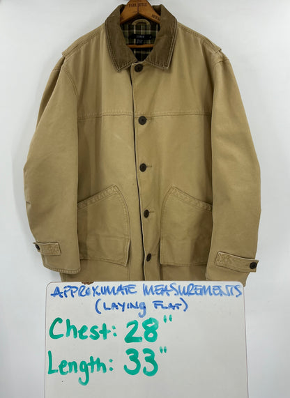 Vintage J.Crew Canvas Plaid-Lined Barn Jacket with Corduroy Collar XL