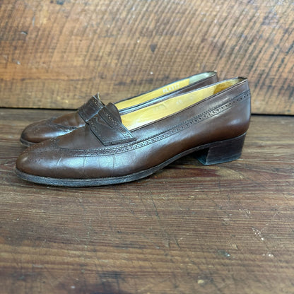 Vintage Ralph Lauren Brown Leather Wing Tip Penny Loafer