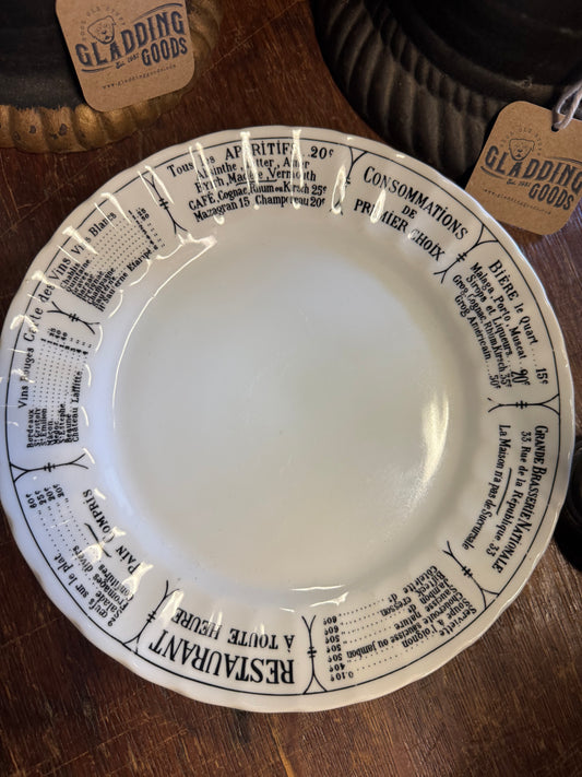 French Brasserie Menu Plate