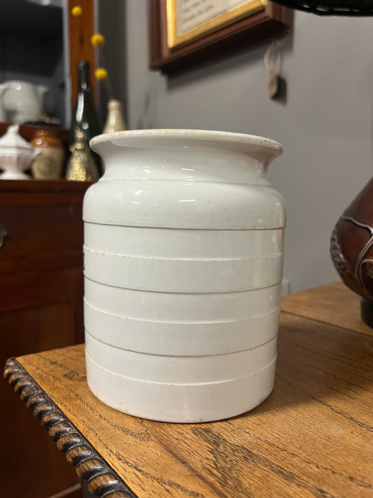 RICE - White Banded Kitchen Jar Canister with Lid