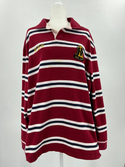 Vintage Polo Ralph Lauren NYC "7" Patch Striped Rugby Shirt XXL