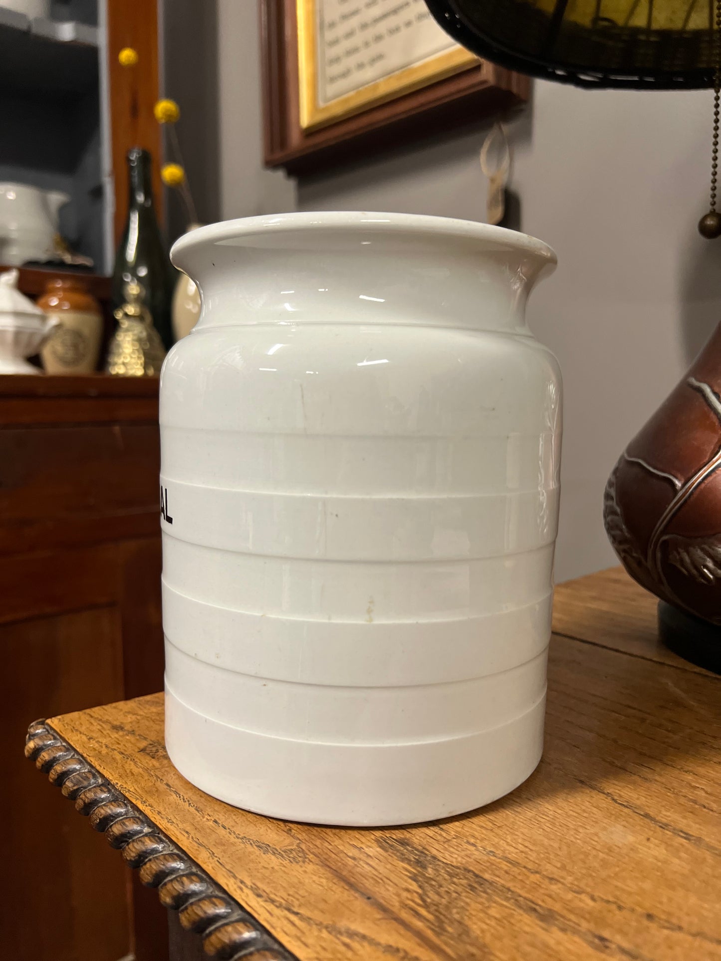 OATMEAL - White Banded Kitchen Jar Canister