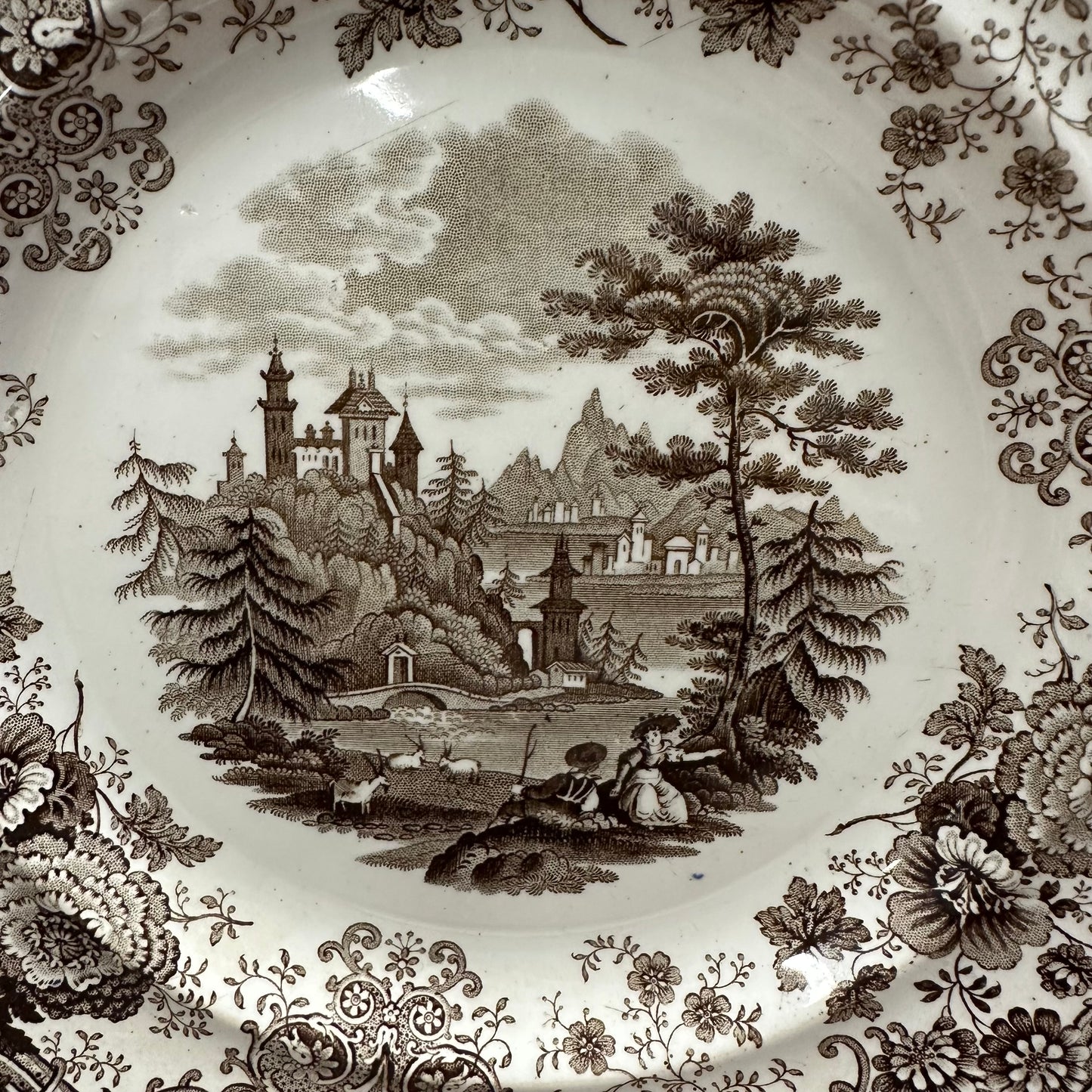 Brown Transferware 9 1/4" Plate W R & Co Tyrolean