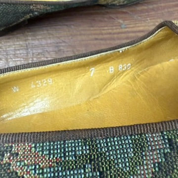 Vintage Ralph Lauren Tapestry Flats Loafers Green Purple Size 7B