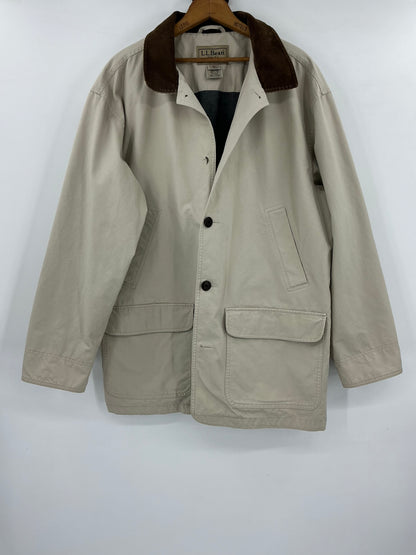 Vintage L.L. Bean Original Field Coat Barn Jacket Corduroy Collar Size Large