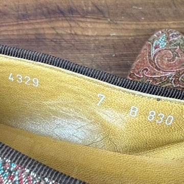 Vintage Ralph Lauren Tapestry Flats Loafers Pink Teal Size 7B