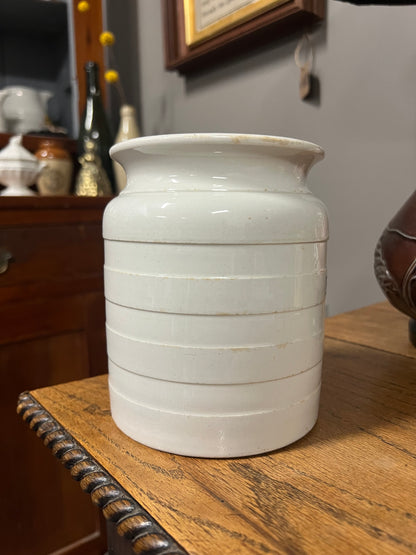 RICE - White Banded Kitchen Jar Canister with Lid