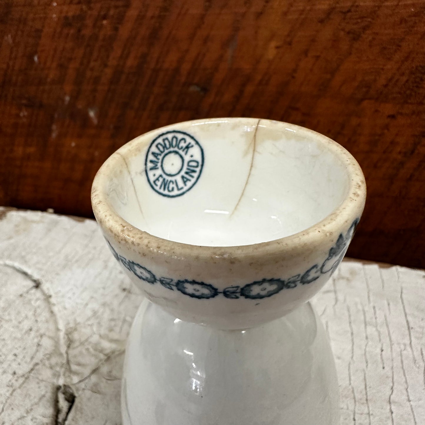 Maddock Ironstone Double Egg Cup Teal Transfer