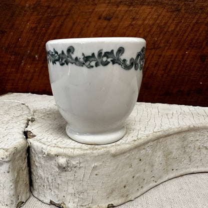 Ironstone Custard Cup Green Transfer