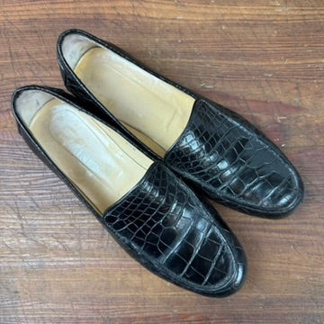 Vintage Ralph Lauren Black Crocodile Loafers