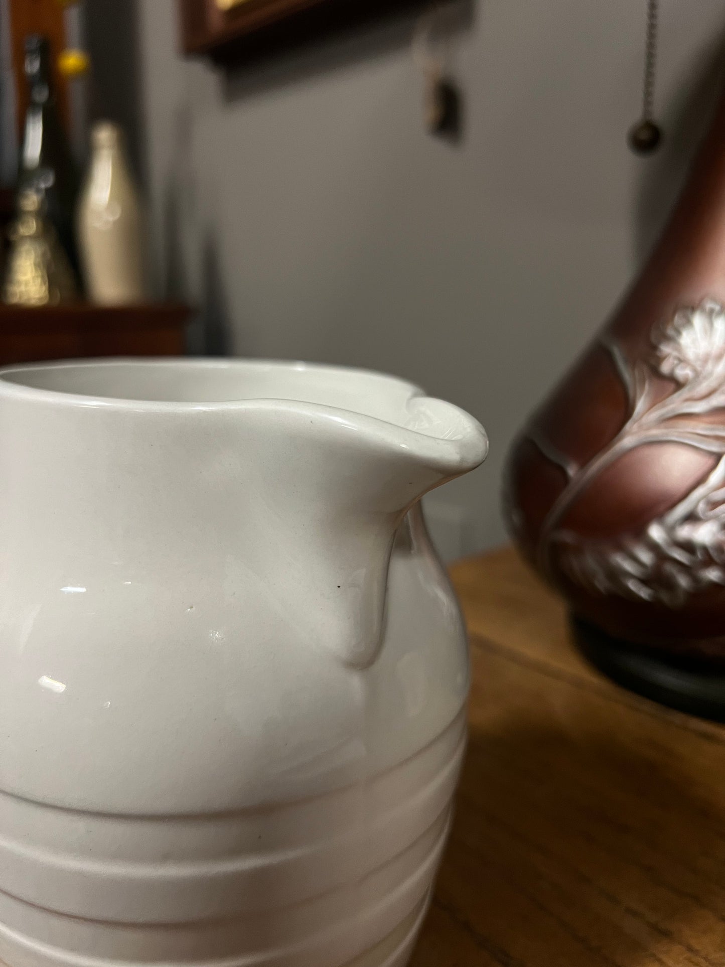 Burleigh White Ironstone Banded Dairy Jug