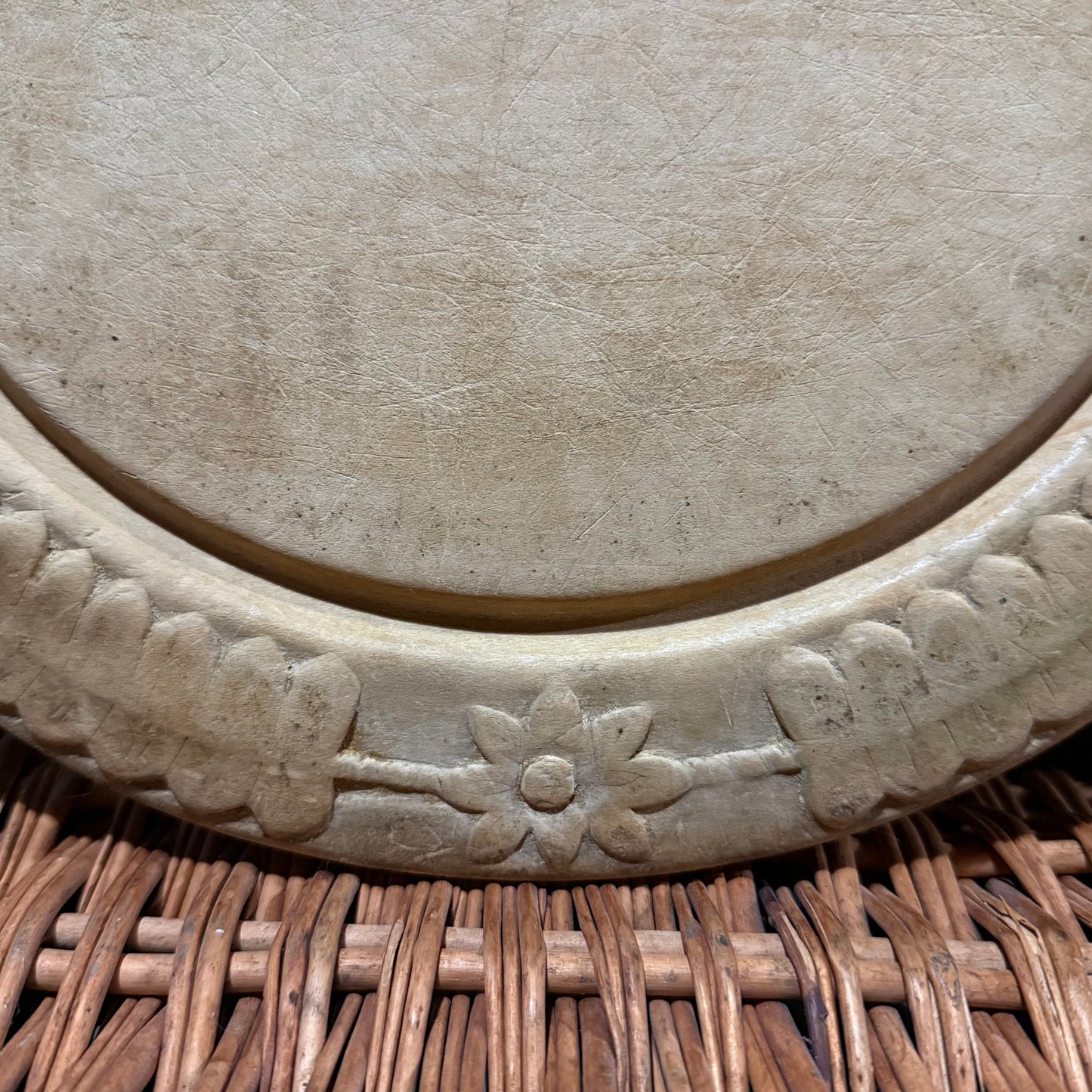 Flower Wheat Border Carved Wooden Breadboard