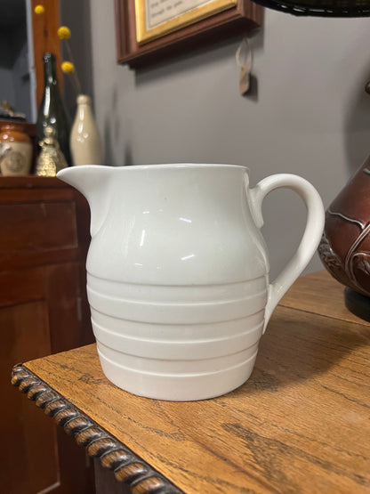 Burleigh White Ironstone Banded Dairy Jug