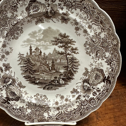 Brown Transferware 9 1/4" Plate W R & Co Tyrolean