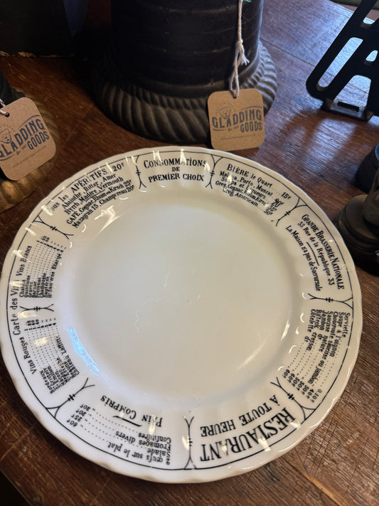 French Brasserie Menu Plate