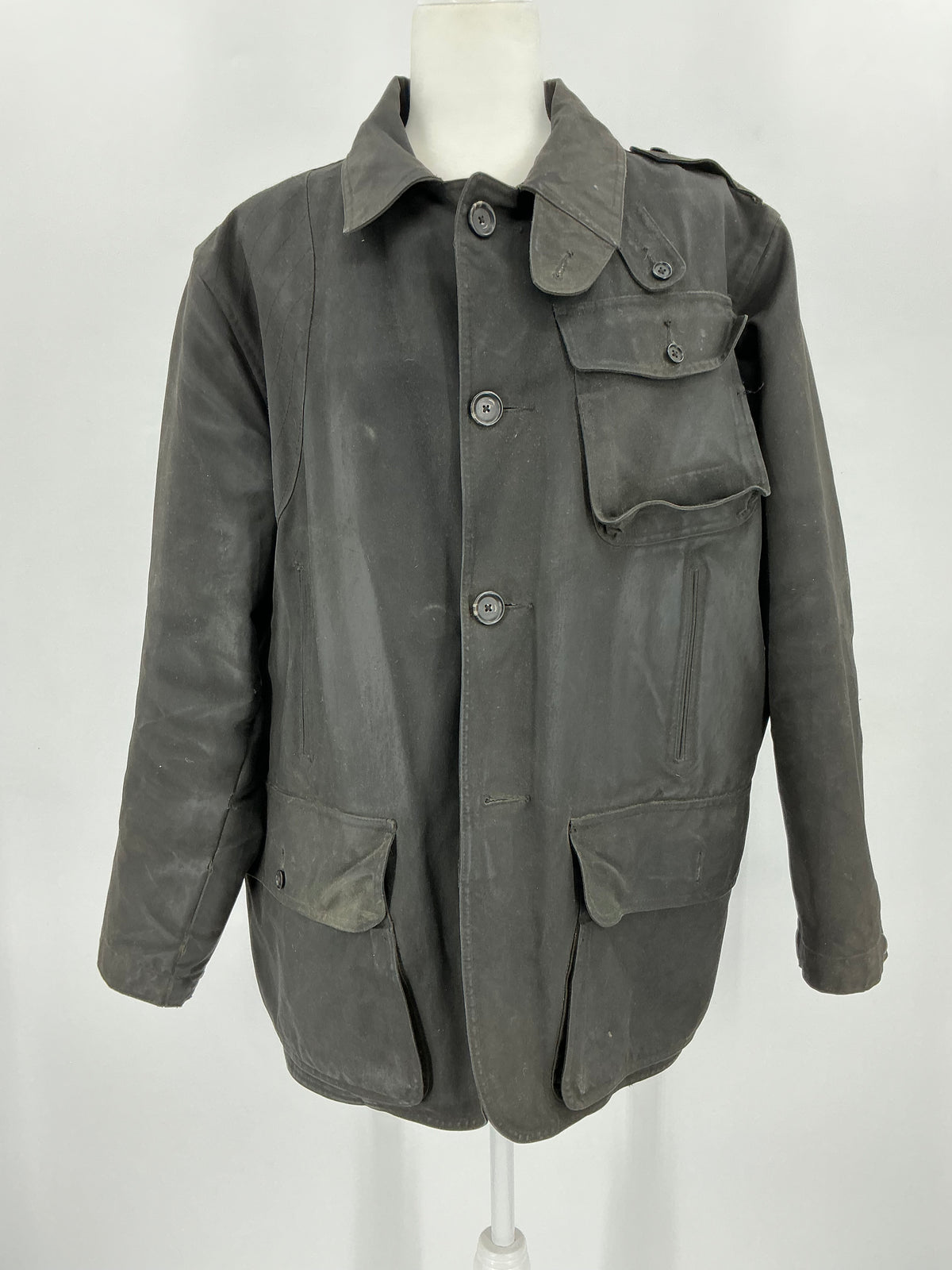 Vintage 90s Polo Ralph Lauren Black Southwestern Blanket-Lined Waxed Cotton Coat Large