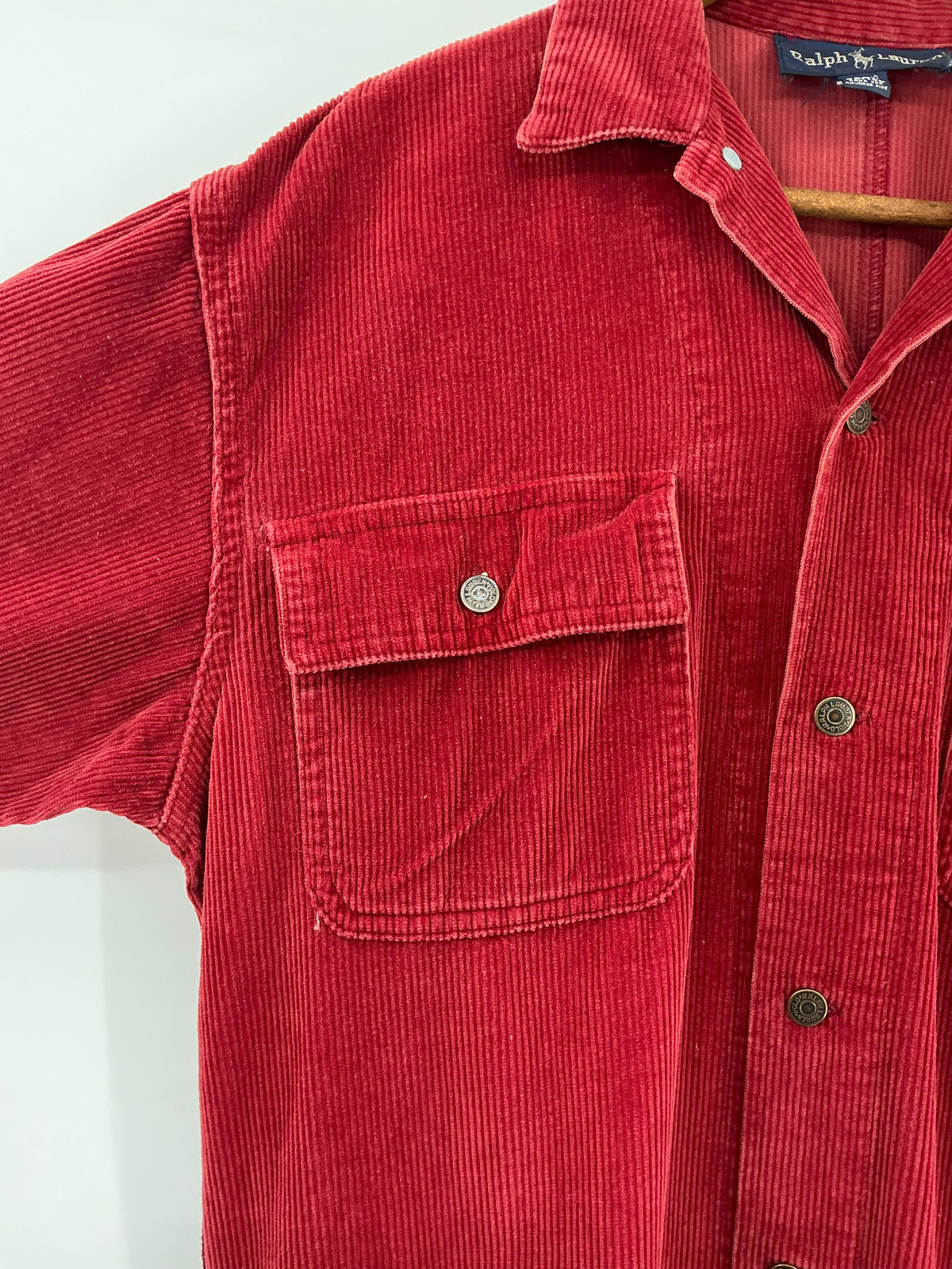 Vintage Ralph Lauren Red Corduroy Shirt Dress Size 8