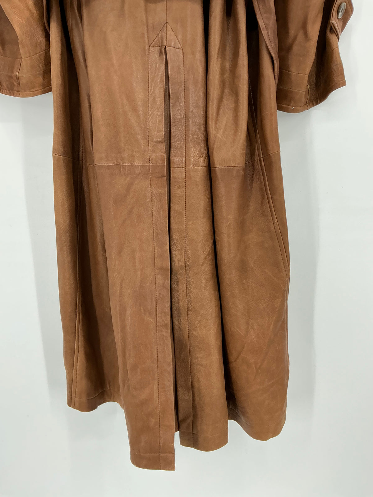 Vintage Polo Ralph Lauren Brown Leather Belted Trench Coat Large