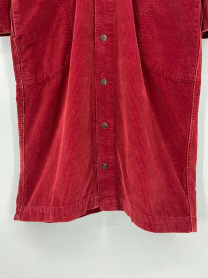 Vintage Ralph Lauren Red Corduroy Shirt Dress Size 8