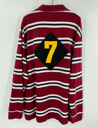 Vintage Polo Ralph Lauren NYC "7" Patch Striped Rugby Shirt XXL