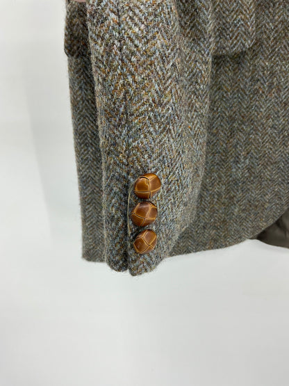 Vintage Harris Tweed Jacket Blue 40L
