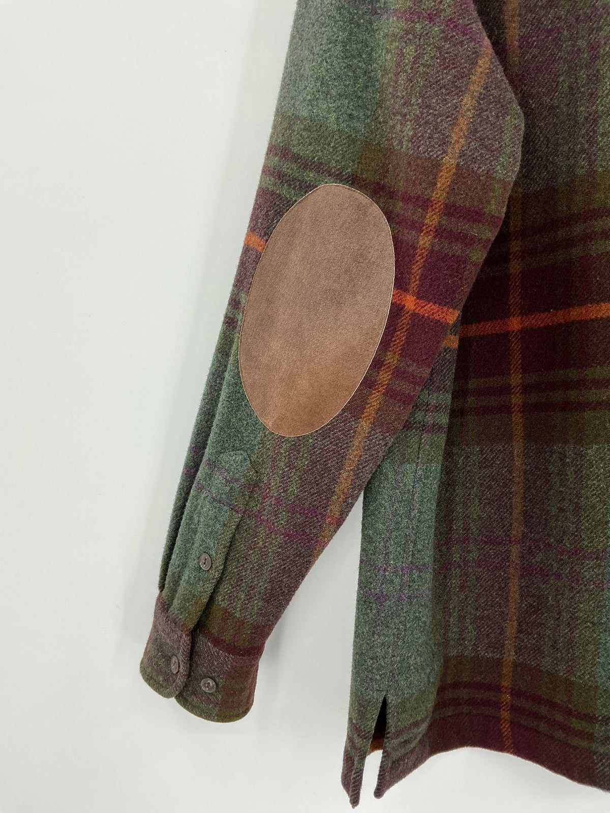 Vintage Lauren Ralph Lauren Lambswool Plaid Full-Zip Jacket with Suede Elbow Patches