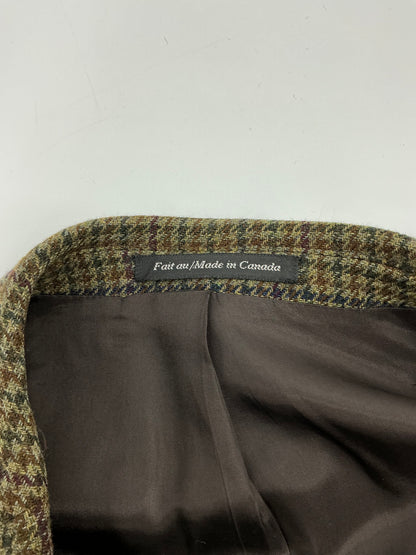 Vintage J. Press Men's Olive & Brown Tic-Weave Wool Tweed Sport Coat 44R
