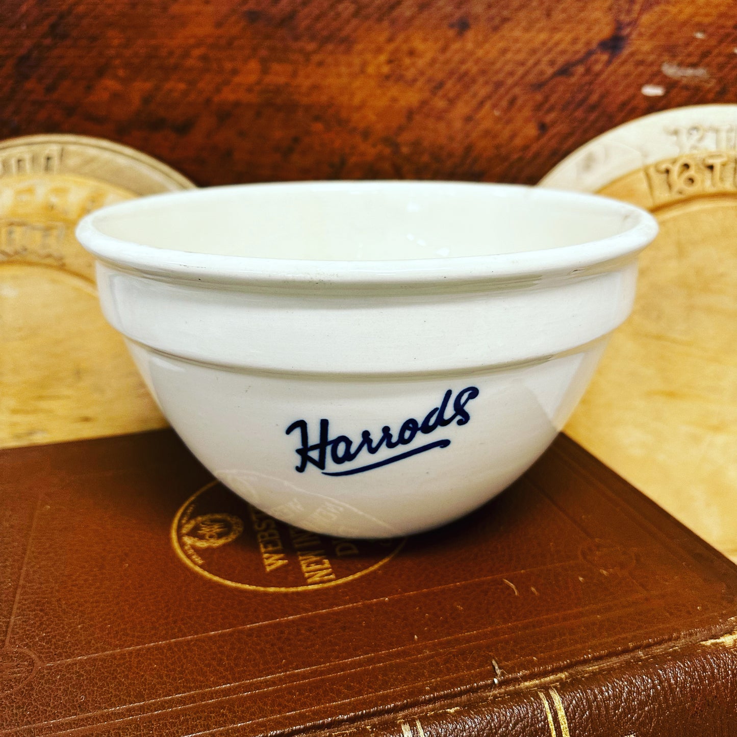 Harrods Ironstone Pudding Bowl w/Blue Logo