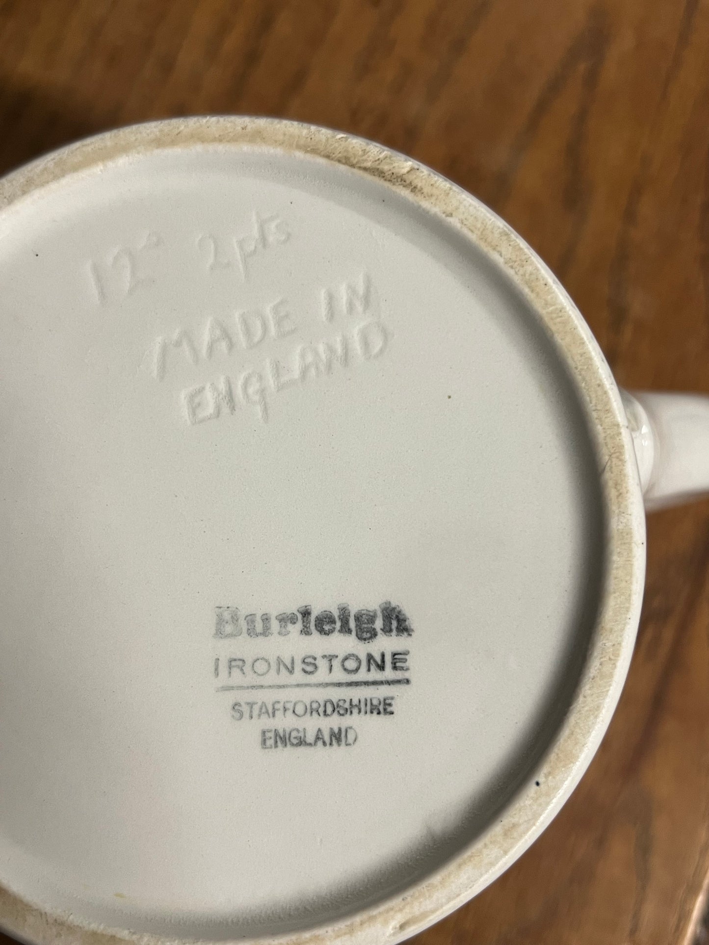 Burleigh White Ironstone Banded Dairy Jug