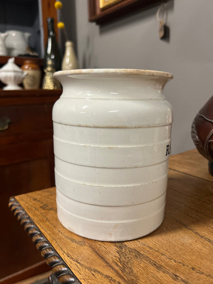 RAISINS - White Banded Kitchen Jar Canister with Lid