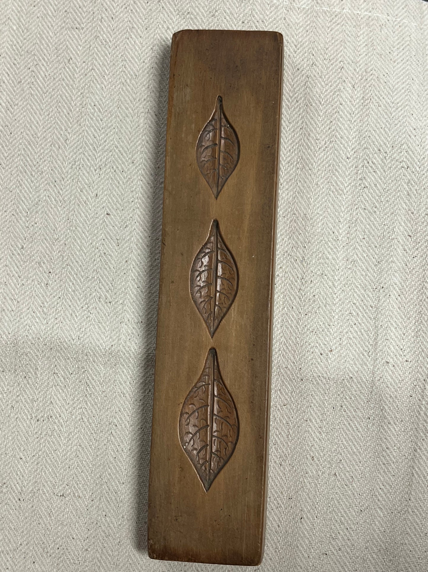 Carved Wooden Candy Mold - 3 Leaves
