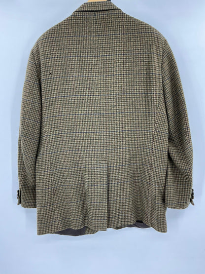 Vintage J. Press Men's Olive & Brown Tic-Weave Wool Tweed Sport Coat 44R