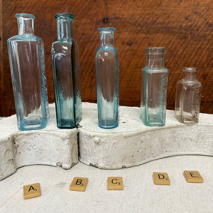 Boots Cash Chemist Bottles Aqua & Clear