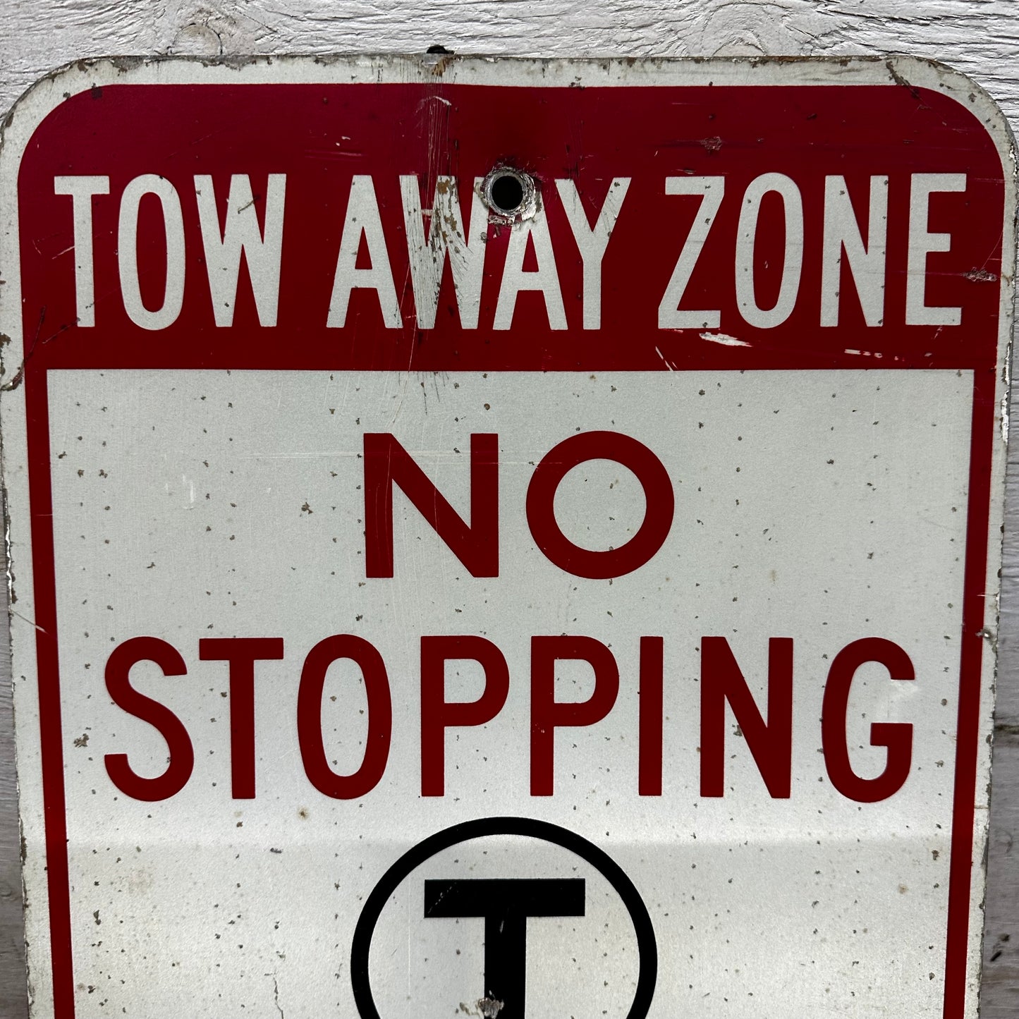 Boston T Bus Stop Tow Away Zone Sign