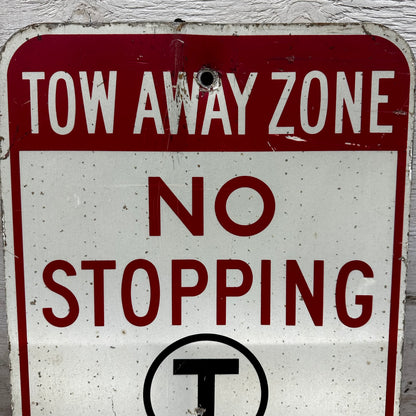 Boston T Bus Stop Tow Away Zone Sign