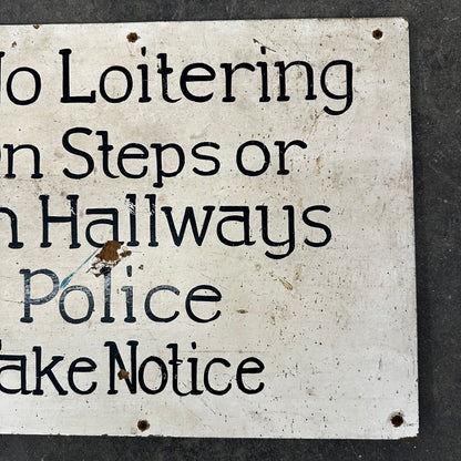 Handpainted No Loitering Wooden Sign