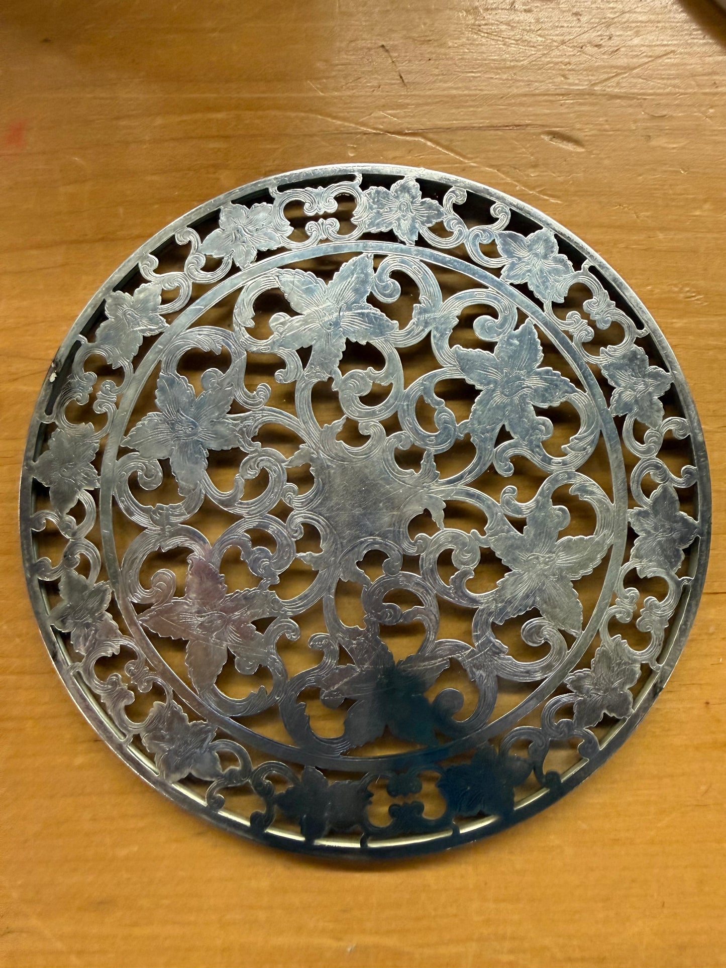 Pair of Silver Plate Pierced Trivets