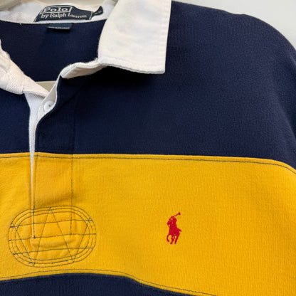 Vintage Polo Ralph Lauren Rugby XL - Wide Yellow Navy Blue Stripe