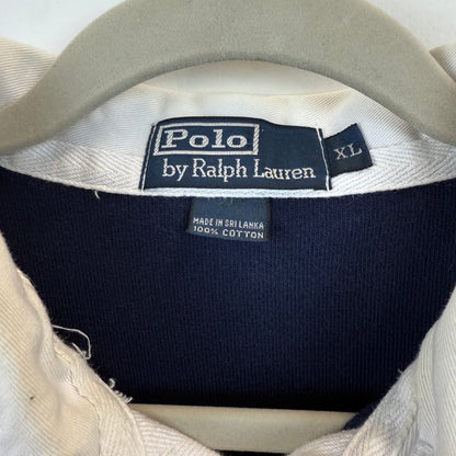 Vintage Polo Ralph Lauren Rugby XL - Wide Yellow Navy Blue Stripe